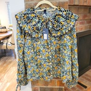 Vintage Threads Floral Wide Collar Button Up Blouse Target NWT